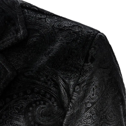 maoxiangshop Men's Blazer Grain Texture Patterned Pocket Single Button Casual Night Club Bar Stage Wedding  Conference Dinner Men's Wear
