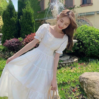 maoxiangshop Fashion Women Purple Elegantes Long Dress Cottage Core Vintage Women's Wear Aesthetic Summer Fairy Dress