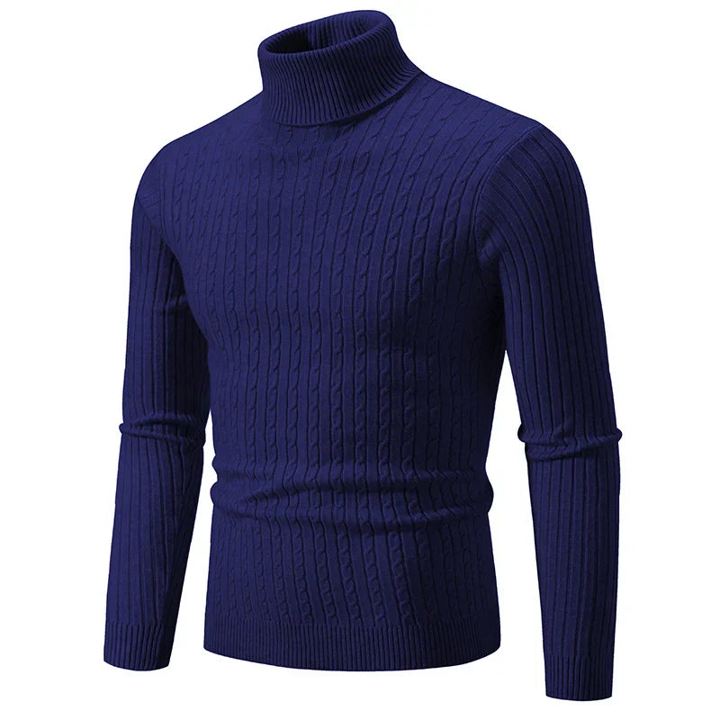 maoxiangshop New Men's Turtleneck Sweater Casual Men's Knitted Sweater Warm Fitness Men Pullovers Tops