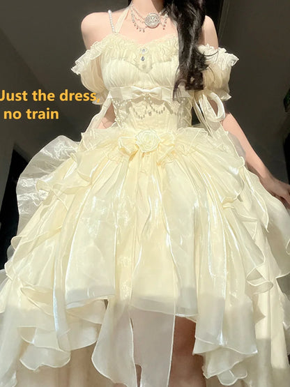 maoxiangshop Elegant and Noble Generative Color Lolita Flower Wedding Dress Adult Dress Sling Dress