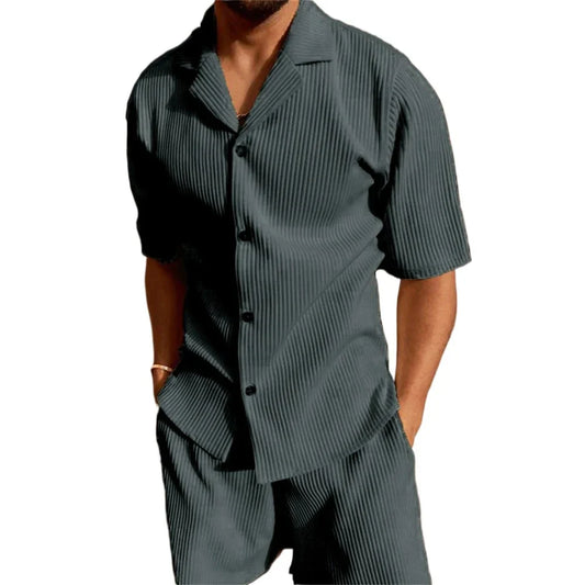 maoxiangshop Summer Mens Solid Color Tracksuit Shorts Sleeve V-neck T Shirt Beach Sweatpants Breathable Mens Shorts Lightweight Sweatwear