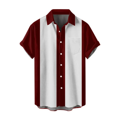 maoxiangshop Summer New Men's Pocket Short Sleeve Shirt Fashion Casual Solid Color Panel Lapel Beach High Quality Top Comfortable Soft Fabric
