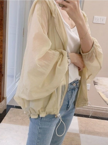 maoxiangshop Jackets Women Batwing Sleeve Soft Fashion Summer All-match Simple Solid Elegant Creativity Sun-proof Ladies Korean Style Retro