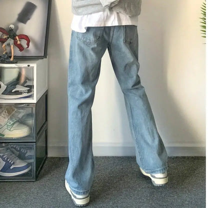 maoxiangshop S-3XL Vintage Jeans Men Chic Simple Cozy Autumn Slim Basic Fashion Flare Trouser All-match Korean Style Males Streetwear Daily