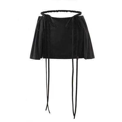 maoxiangshop -  New Y2k Mini Skirts 90s Cute Streetwear Casual Grey Pleated Skirts With Belt Hot Zipped A-Line Women Short Skirt Summer