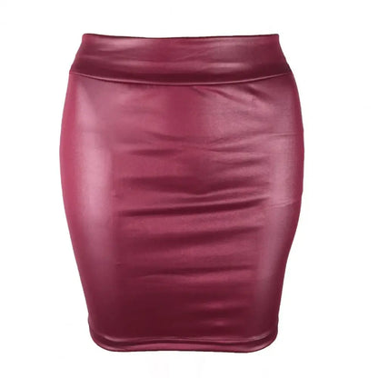 maoxiangshop Women Mini/Long Skirt Solid Color High Waist Slim Fit Skinny Matte Faux Leather Cozy Commuter Bodycon Skirt Streetwear