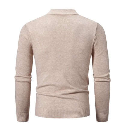 maoxiangshop Autumn New Sweater Men's Half High Neck Basic Solid Color Casual Versatile Round Neck Knit with Slim Fit Elastic Sweater Inside
