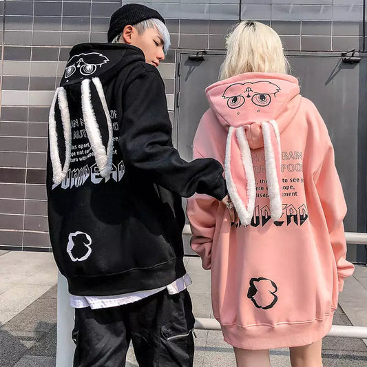 maoxiangshop Animal Women Hoodies Harajuku Kawaii Rabbit Hoodie Sweatshirt Tops Korean Bunny Graphic Outerwear Korean Couple E Girls Hoodie
