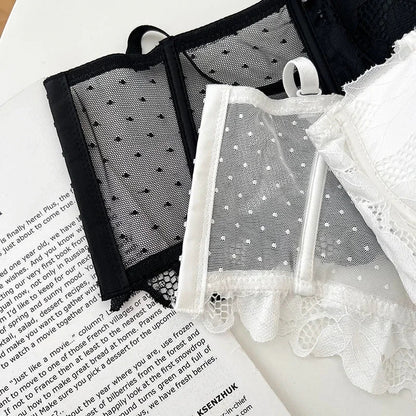 maoxiangshop French Chic Sexy Crop Top Women Lace Sheer Spaghetti Strap Corselet Female Tank Tops Built in Bra Backless Skinny Camis
