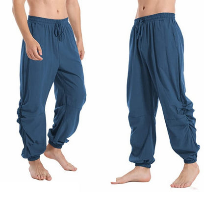 maoxiangshop Adult Men Pirate Pants Vintage Medieval Renaissance Lounge Costume Loose Pants Viking Black Brown Trouser