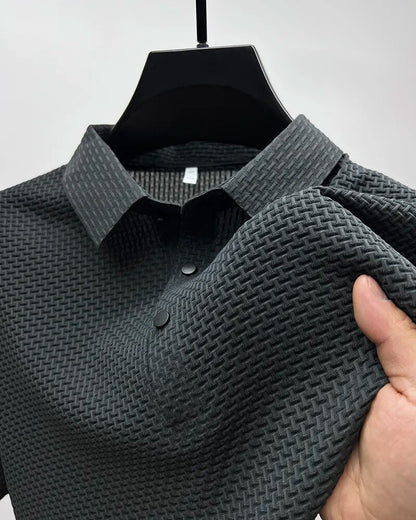 maoxiangshop High-end ice silk elastic Polo shirt New summer T-shirt trend Breathable men's clothing Business short sleeve luxury top