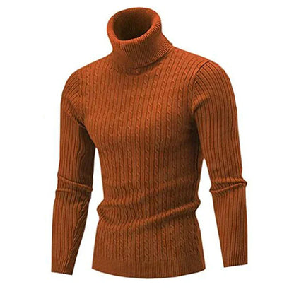 maoxiangshop Autumn Winter Men's Warm Sweater Long Sleeve Turtleneck Sweater Retro Knitted Sweater Pullover Sweater