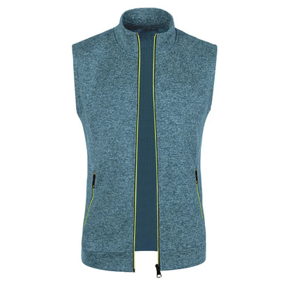 maoxiangshop Autumn and Winter Men's Knitted Velvet Fashion Casual Top Zipper Vest Sleeveless High Neck Fleece Solid Color Men's Wear