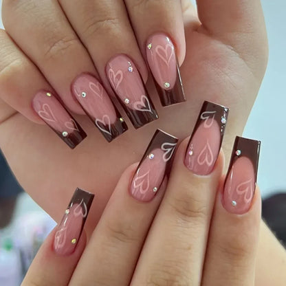 maoxiangshop 24Pcs Coffin False Nails Purple Butterfly Designs Fake Nails with Shiny Rhinestone Wearable French Full Cover Press on Nails