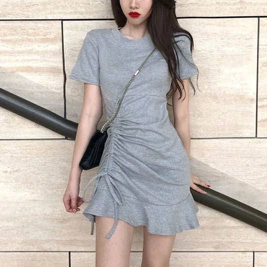 maoxiangshop Clothing Shirt Female Dresses Bandage Women's Dress Ruffle Short Mini Tshirts One-piece Chic and Elegant Pretty Hot Loose X