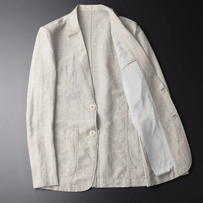 maoxiangshop Man Blazer Thin Linen Blazer Mens Summer White Single Suit For Men Cotton Sunscreen Blazer Jacket Men Slim Fit Casual New