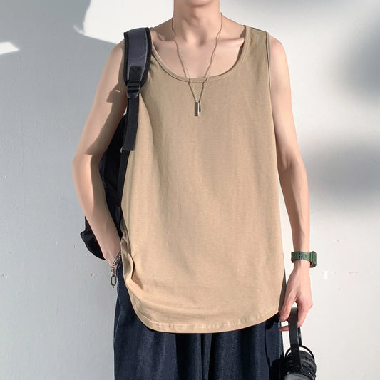 maoxiangshop Summer Men Solid Vest Tank Top Sleeveless T Shirts O-neck Undershirts Breathable Sport Bodybuilding Fitness Muscle Clothes