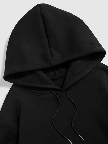 maoxiangshop Hoodie for Men Solid Fleece-lined Sweatshirts Unisex Streetwear Pullover Fall Winter Hooded Jumper Basic Sweats