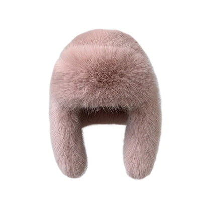 maoxiangshop  -  2024 Winter Women Fluffy Furry Faux Fox Fur Bomber Hats Flaps Luxury Vintage Y2k Girls Warm Earflap Snow Ski Hat Caps Russian