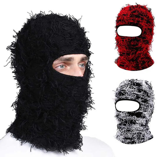 maoxiangshop Balaclava Distressed Knitted Full Face Ski Mask for Men Women Beanies Hats Skullies Camouflage Winter Warm Bonnet Windproof Hats