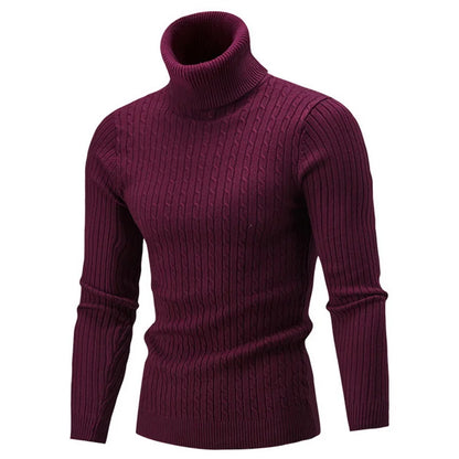 maoxiangshop Autumn Winter Men's Warm Sweater Long Sleeve Turtleneck Sweater Retro Knitted Sweater Pullover Sweater
