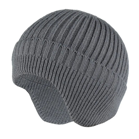 maoxiangshop Solid Knitted Hat Winter Imitation Rabbit Fleece Hats for Men Warm Ear Caps Autumn Beanie Hat Men's Winter Cap