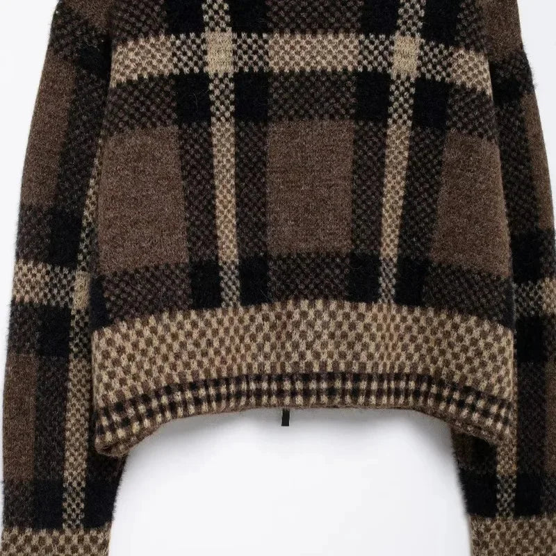 maoxiangshop  -  Vintage Knitted Sweater Jacket Woman Single Breasted Lapel Pocket Casual Thicken Coat 2024 Autumn Lady High Street Warm Outwear
