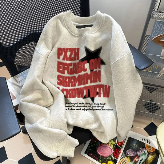 maoxiangshop Winter vintage Personalized Women Hoodie Fashion Y2K Cotton Gothic Street Hip Hop loose Harajuku art Oversized Hoodie Top