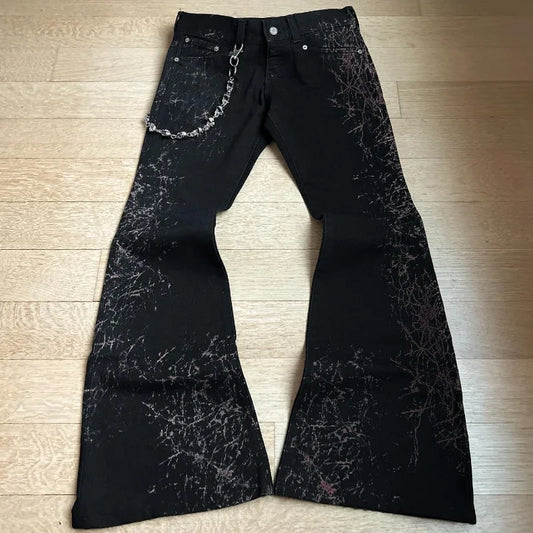 maoxiangshop  -  Harajuku Gothic fun pattern print design high waist jeans for women Y2K autumn and winter aesthetic trend couple baggy sweatpant