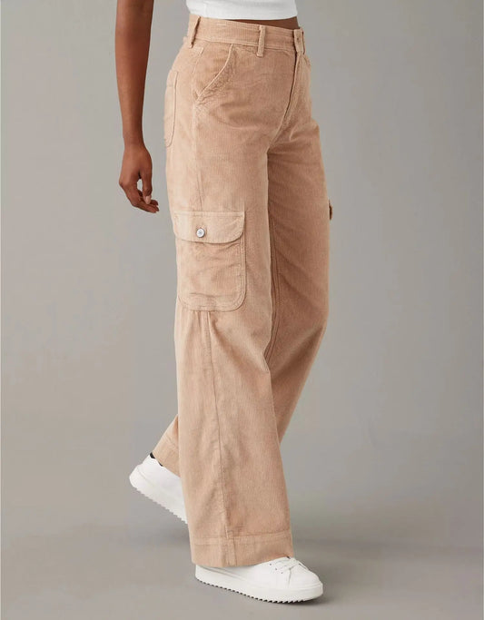 maoxiangshop  -  Autumn New Loose Straight Leg Pants for Women  Solid Corduroy Pants Women's Casual Pants