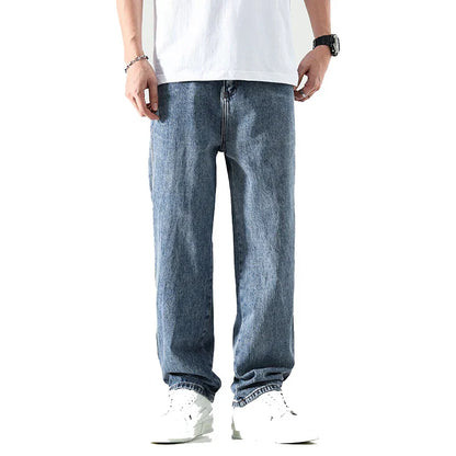 maoxiangshop Baggy Pants Men Wide Leg Jeans Light Blue Straight Cut  Loose Fit Men's Clothing Oversize Jeans Men Kpop Jeans Quality New