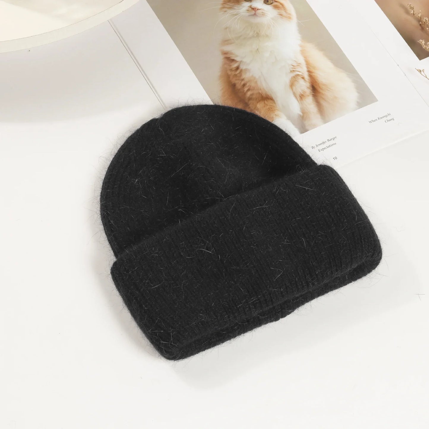 maoxiangshop Winter Hat Real Rabbit Fur Winter Hats For Women Fashion Warm Beanie Hats Women Solid Adult Cover Head Cap