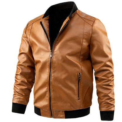 maoxiangshop Plus Size 6XL 7XL PU Jacket Men Leather Coat Casual Motorcycle Biker Coat Solid Color Leather Jackets Male Big Size 6XL 7XL