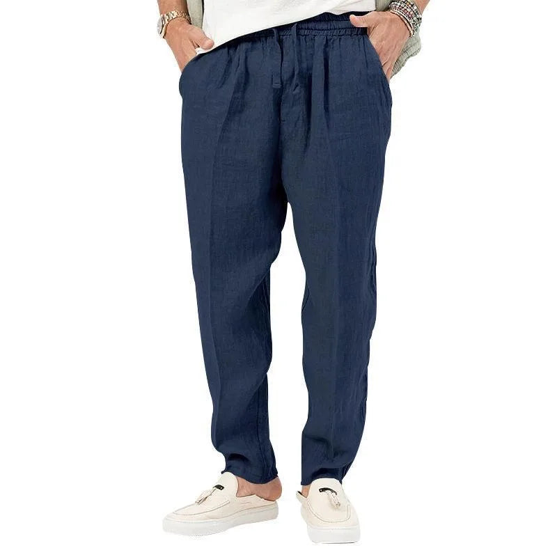 maoxiangshopMen's Long Linen Pants Lightweight Loose Fit Trousers Breathable Cotton Streetwear Sport Sweatpants Solid Color Pencil Pants
