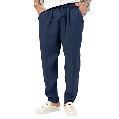 maoxiangshopMen's Long Linen Pants Lightweight Loose Fit Trousers Breathable Cotton Streetwear Sport Sweatpants Solid Color Pencil Pants
