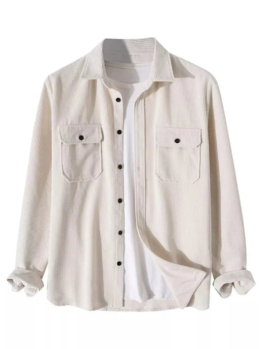 maoxiangshop Corduroy Shirts for Men Solid Long Sleeve Plain Button Blouses Unisex Streetwear Safari Style Tops y2k Shirt Z4855473