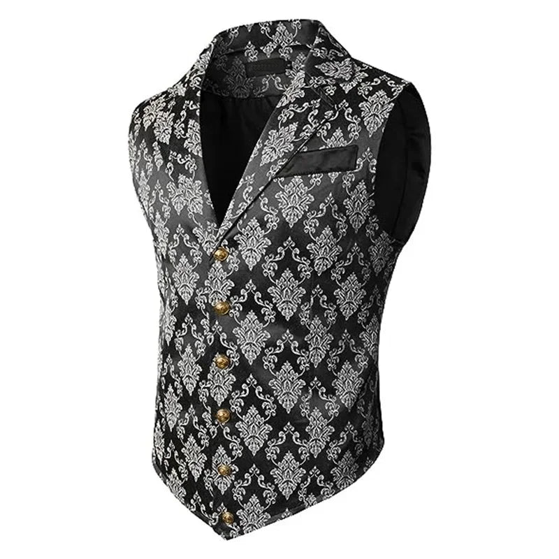 maoxiangshop Jacket Gotinc Mens Victorian Suit Vest Steampunk Gothic Waistcoat Men's Casual Vest Stage Performance Costume Wed Evening Dress