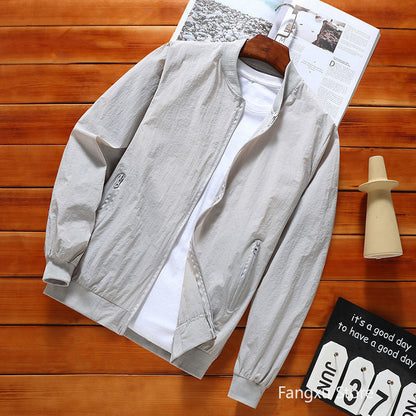 maoxiangshop Men Summer Thin Sun Protection Jacket Outdoor Zipper Waterproof Quick Dry Skin Windbreaker Breathable Loose Casual Cycling Coats