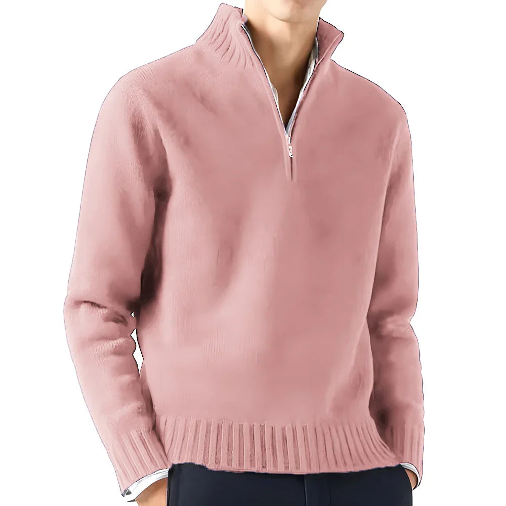 maoxiangshop New Men Long Sleeved Turtlenecks Sweaters Knitted Solid Color Streetwear oversized Breathable half zipper coats Basic Warm coats