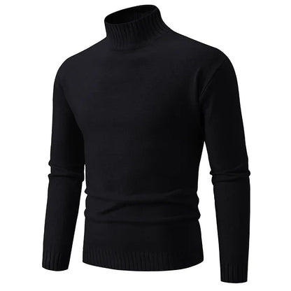 maoxiangshop Autumn Winter Men’s Mock Neck Pullovers Knitted Sweater Solid Color Slim Fit Fashion Pullover Sweater Men Casual Clothing