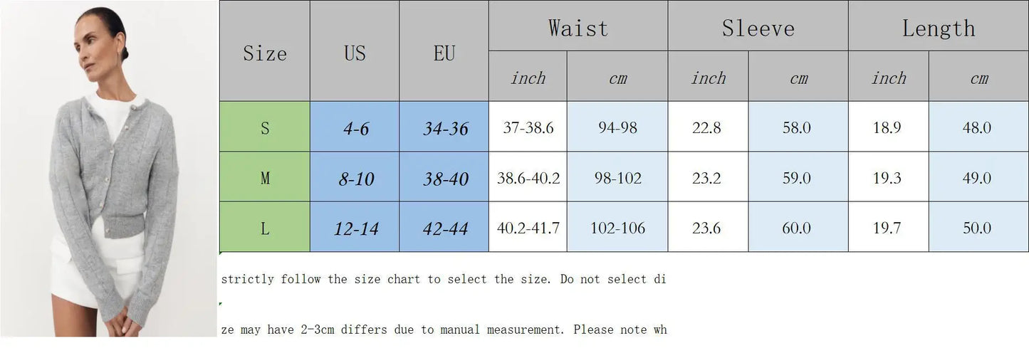 maoxiangshop  -  Solid Cropped Sweater Cardigan Women Autumn Single Breasted O Neck Knitted Outerwear 2024 New Retro Fashion Long Sleeve Sweaters