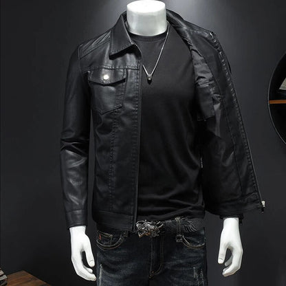 maoxiangshop Black PU Jackets Men Spring Autumn Leather Jacket Coat Male Fashion Casual Motor Biker PU Leather Coat Big Size 5XL