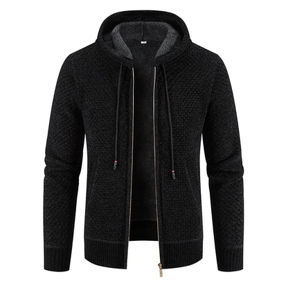 maoxiangshop Cardigan Men's Sweater Jacket Male Cold Blouse Autumn Winter New Korean Casual Slim Hooded Windbreaker Warm Y2K Chenille Coat