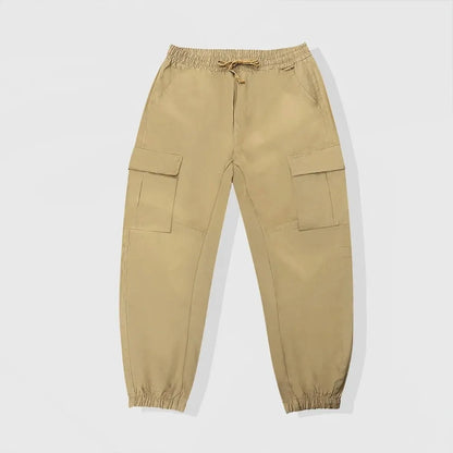 maoxiangshop Men's New Spring And Fall Loose Multi-Pocket Drawstring Work Pants Outdoor Washed Vintage High Street Hip-Hop Casual Pants