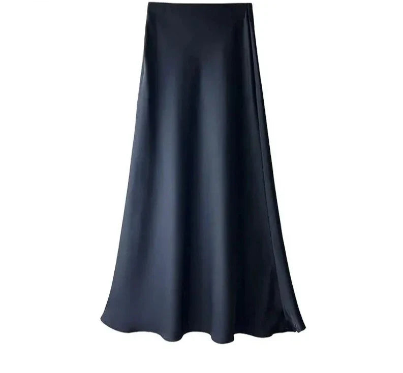 maoxiangshop  -  Luxury Satin Fish Tail Skirts For Women Summer Solid Color Fashion Traceless Waist Long Skirt Elegant Wrap Skirt Spring Autumn