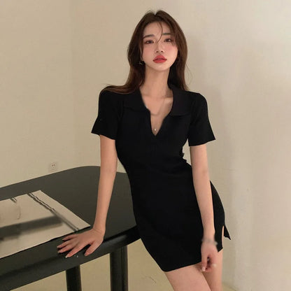 maoxiangshop Nightclub Party Sexy French V-neck Bag  Dress Women's Style Slim Fit Sexy  Fashion New Women's Dress