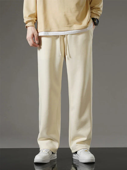 maoxiangshop Spring Autumn Men Sweatpants Korean Fashion Sportswear Drawstring Wide Leg Straight Track Pants Cotton Casual Loose Trousers