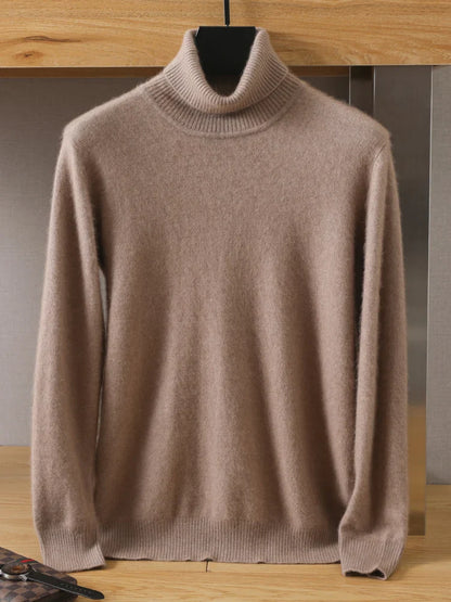 maoxiangshop Men's 100% pure Mink velvet Cashmere Sweater High Lapels Pullovers Knitted Winter New Tops Long Sleeve High-End Jumpers