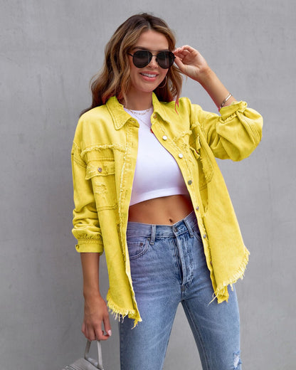 Fashion New In Jackets for Women 2023 Denim Jacket Women Vintage Jean Coats Casual Long Sleeve Top Oversize Clothes Streetwear