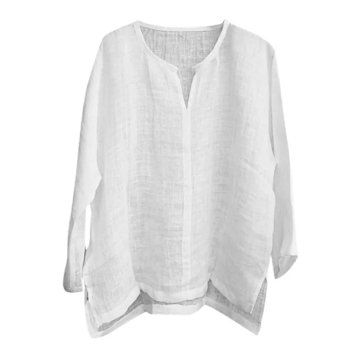 maoxiangshop New Men's Summer Spring Long Sleeve Loose Shirt Solid Color Casual Long Sleeve Cool Shirt Vn-eck Tops Size S-5XL